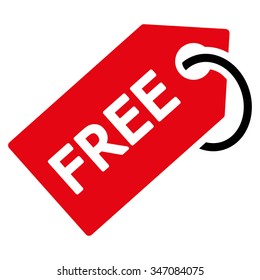 Free Tag vector icon. Style is bicolor flat symbol, intensive red and black colors, rounded angles, white background.