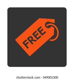 Free Tag vector icon. Style is flat rounded square button, orange and gray colors, white background.