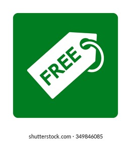 Free Tag vector icon. Style is flat rounded square button, white and green colors, white background.