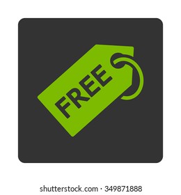 Free Tag vector icon. Style is flat rounded square button, eco green and gray colors, white background.