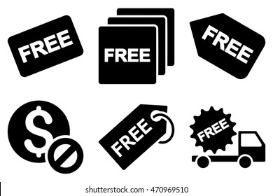 Free Tag vector icons. Pictogram style is black flat icons with rounded angles on a white background.