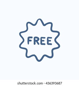 Free tag vector sketch icon isolated on background. Hand drawn Free tag icon. Free tag sketch icon for infographic, website or app.