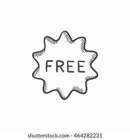 Free tag vector sketch icon isolated on background. Hand drawn Free tag icon. Free tag sketch icon for infographic, website or app.