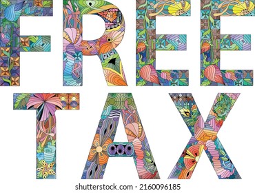 FREE TAX. Vector decorative zentangle object for decoration