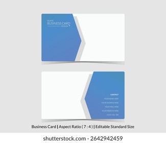 free template of blank business card with gradient blue and white color