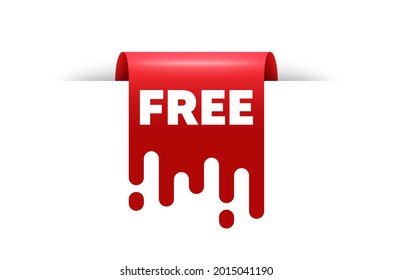 Free text. Red ribbon tag banner. Special offer sign. Sale promotion symbol. Free sticker ribbon badge banner. Red sale label. Vector
