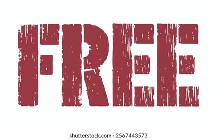 "FREE" text stamp print. Red background white background.