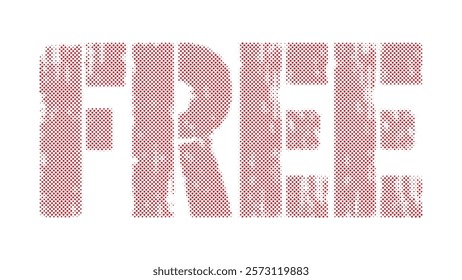 "FREE" text stamp print. white background black drawing	