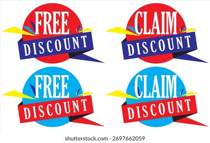 VECTOR de texto GRATIS, variaciones de RECLAMO y círculo, descuento de venta o diseños publicitarios.
