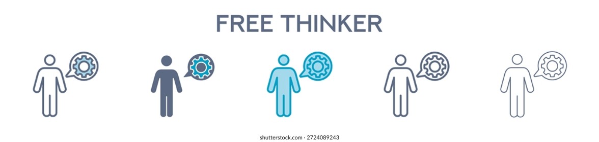 Free Thinker Element For Design Graphic - Multi Styles. Vector Illustration Of Two Colored And Black. Multiple Icons Designs Can Be Used For Mobile, Ui, Web