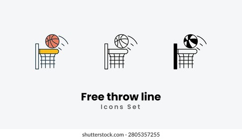 Free throw line icons set vector stock illustration