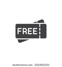 Free ticket vector icon. filled flat sign for mobile concept and web design. Free Bet glyph icon. Symbol, logo illustration. Vector graphics