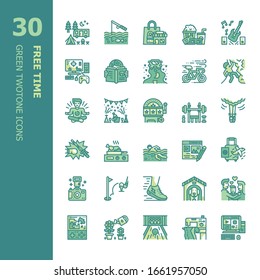 Free Time 30 Fill Twotone icons set.Icon design for web design,mobile application,website and graphic design. 
