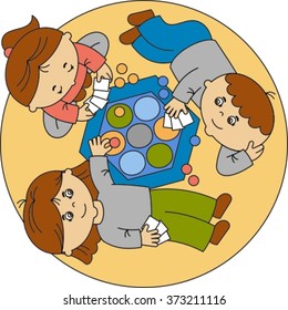 free time, children play a board game