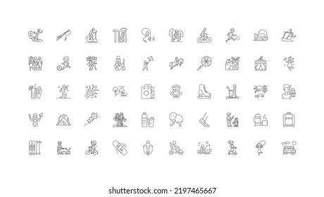 Free Time Concept Illustration, Linear Icons, Line Signs Set, Vector Collection