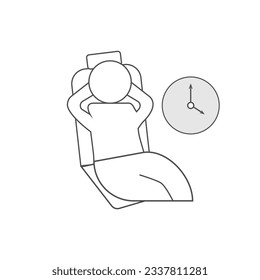 Free time icon relax after work Put your hands behind your head, lean into the chair. Line symbol on white background. Editable stroke vector illustration EPS 10.