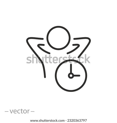 free time icon, relaxation after work, hands behind head, line symbol on white background - editable stroke vector illustration eps10 Сток-фото © 