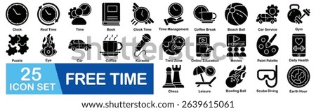 Free Time Icon Set With Clock, Real Time