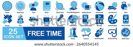 Free Time Icon Set With Clock, Real