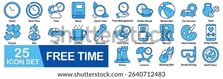 Free Time Icon Set With Clock, Real Time