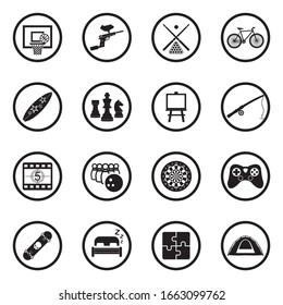 Free Time Icons. Black Flat Design In Circle. Vector Illustration.