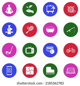Free Time Icons. White Flat Collection In Circle. Vector Illustration.