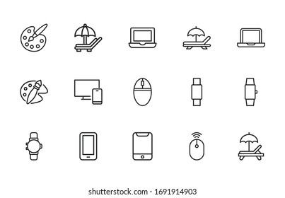 Free time line icons set. Stroke vector elements for trendy design. Simple pictograms for mobile concept and web apps. Vector line icons isolated on a white background. 
