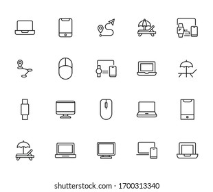 Free time line icons set. Stroke vector elements for trendy design. Simple pictograms for mobile concept and web apps. Vector line icons isolated on a white background. 
