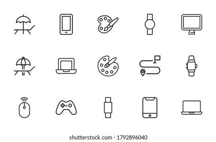 Free time line icons set. Stroke vector elements for trendy design. Simple pictograms for mobile concept and web apps. Vector line icons isolated on a white background.