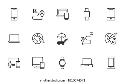 Free time line icons set. Stroke vector elements for trendy design. Simple pictograms for mobile concept and web apps. Vector line icons isolated on a white background.