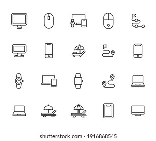 Free time line icons set. Stroke vector elements for trendy design. Simple pictograms for mobile concept and web apps. Vector line icons isolated on a white background.