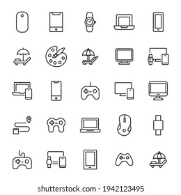 Free time line icons set. Stroke vector elements for trendy design. Simple pictograms for mobile concept and web apps. Vector line icons isolated on a white background.