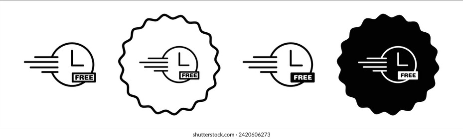 Free time set in black and white color. Free time simple flat icon vector