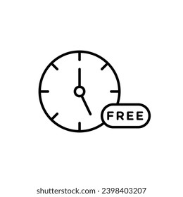 Free time vector icon. Free time rest time in black and white color.