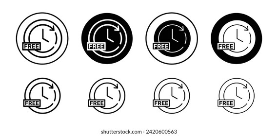 Free time vector icon set collection. Free time Outline flat Icon.