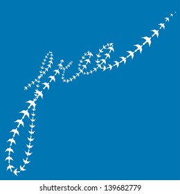 'Free' title made of birds