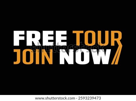 Free Tour, Join Now text based logo minimal road trip travel logo