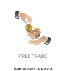 Free Trade icon. 3d illustration from economic collection. Creative Free Trade 3d icon for web design, templates, infographics and more
