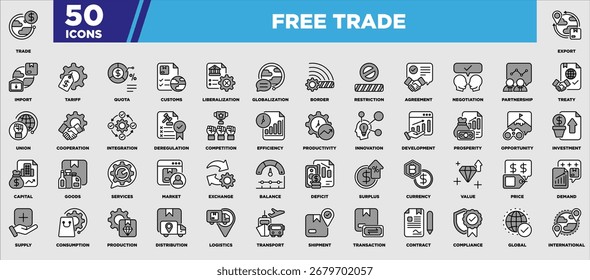 Free Trade Ícone Folha Colorido Linha Cinza Preto