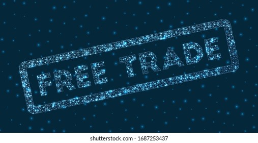Free Trade word in digital style. Glowing geometric Free Trade badge. Powerful vector illustration.