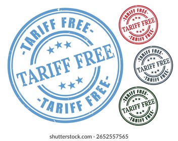 Free Trade Zone Badge Pack, Grunge Rubber Tariff-Free Stamp Icons