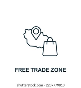 Free Trade Zone icon. Monochrome simple Global Business icon for templates, web design and infographics