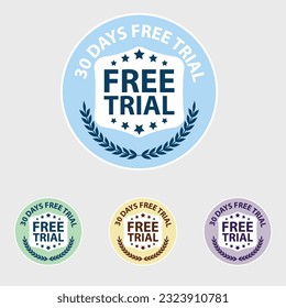 Free Trail Pictogram icon, symbol, seal, badge,stamp, emble, logo, sign, packaging, try, 30 days trial, marketing, business, promotion, sale, online shoping, tag, special offer. light color.