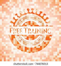 Free Training abstract orange mosaic emblem with background