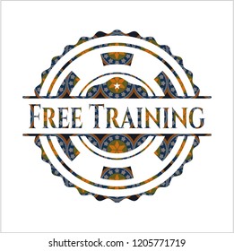 Free Training arabic style badge. Arabesque decoration.
