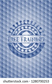 Free Training blue emblem with geometric background.