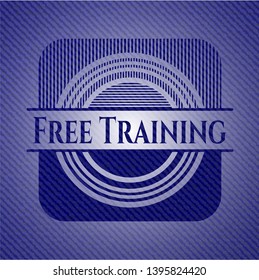 Free Training emblem with jean high quality background. Vector Illustration. Detailed.