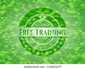 Free Training green emblem. Mosaic background