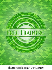Free Training green emblem with triangle mosaic background
