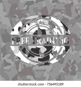 Free Training written on a grey camouflage texture